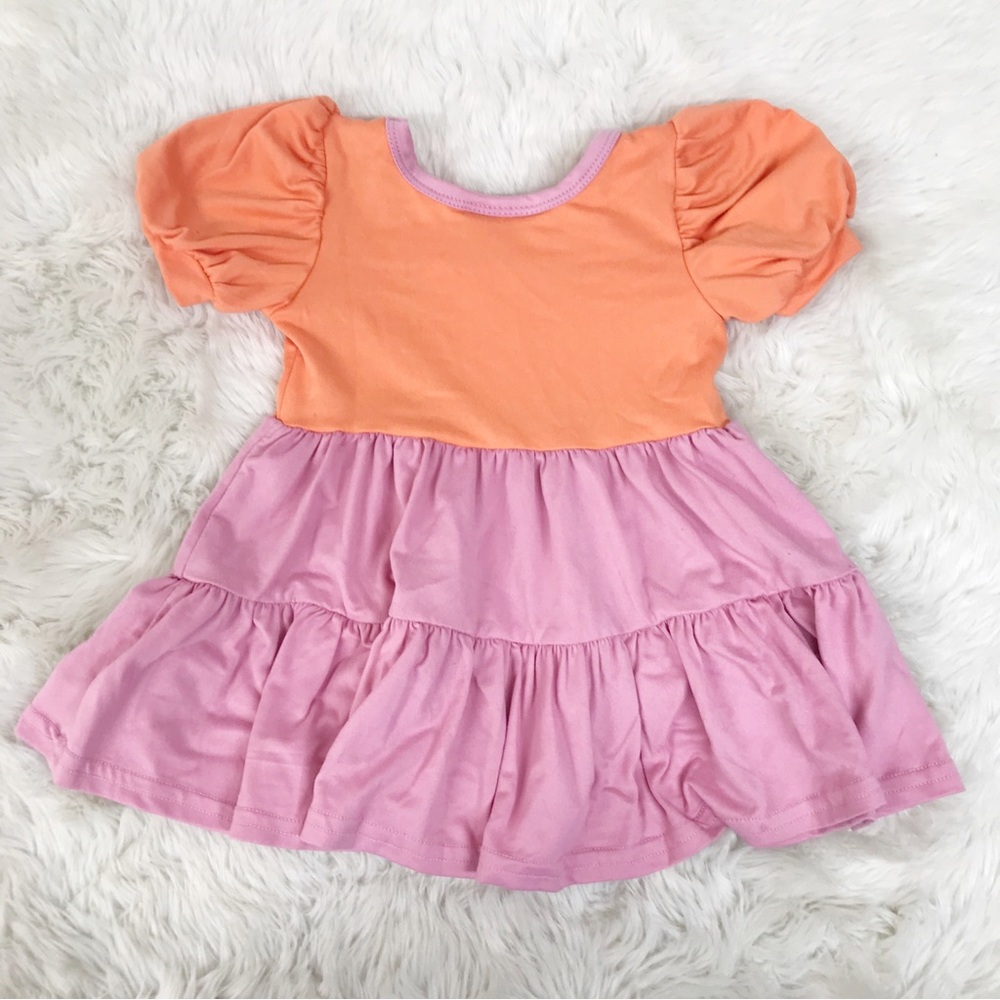 DOT DOT SMILE Baby Girl Pink Orange Tiered Dress Size‎ 6-12 Months Spring Summer - Picture 5 of 6